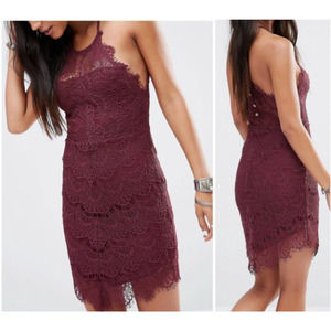 Free People Intimately She's Got It Lace Slip Dress Bodycon Party Plum Size XS